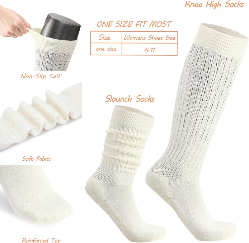 AugRing Store Womens Slouch Scrunch Socks Retro Knee High Soft Stack Chunky Cozy Boot Socks For Women Size 6-11 - Image 4